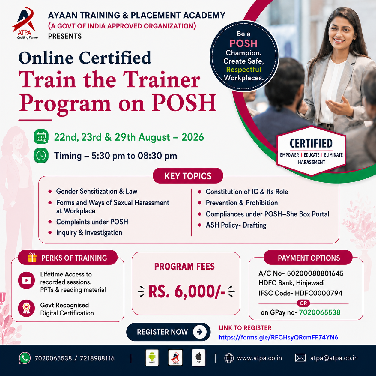 Online Certified Train the Trainer Program on POSH