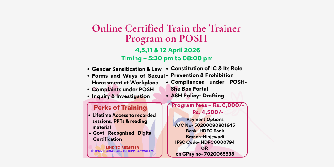 Online Certified Train the Trainer Program on POSH
