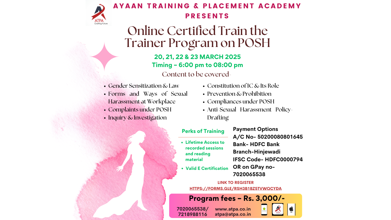 Online Certified Train the Trainer Program on POSH