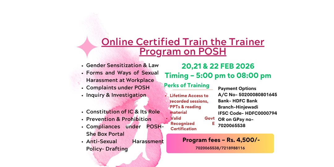 Online Certified Train the Trainer Program on POSH